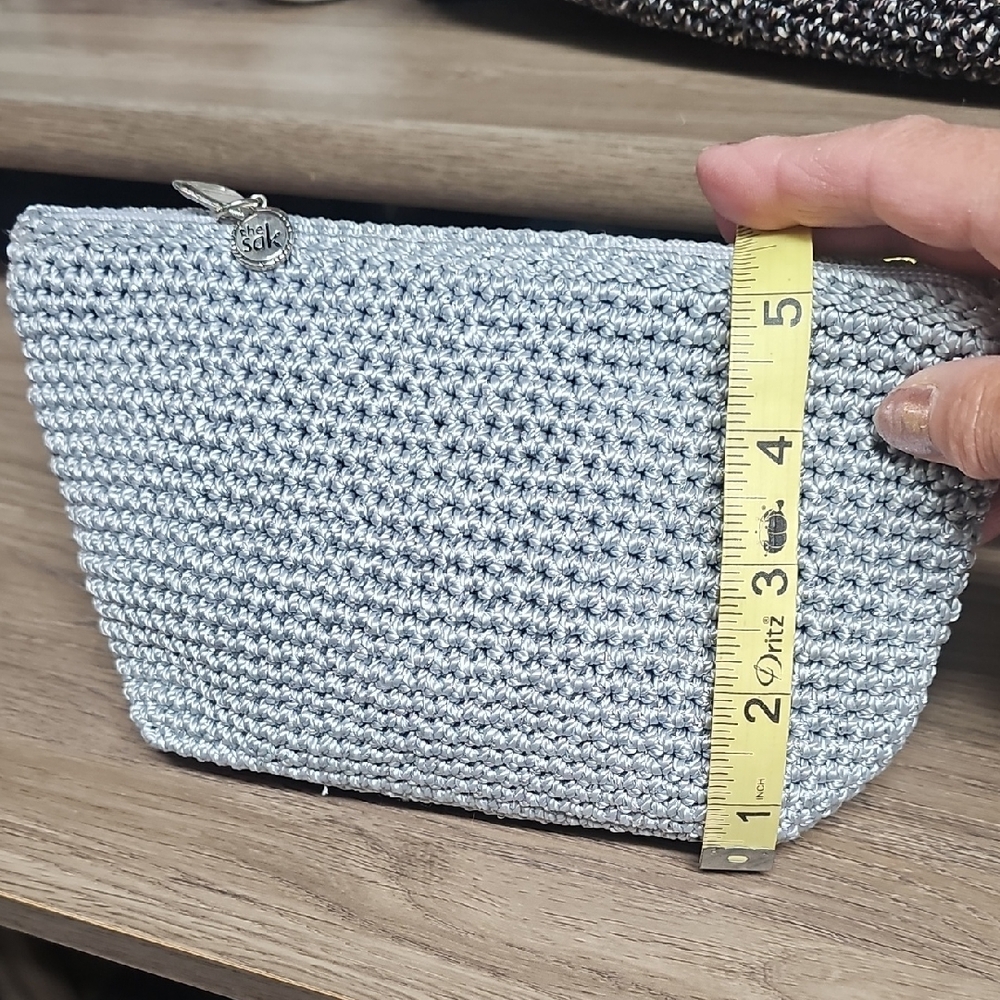 The Sak Metallic Gray Crochet Pouch - Picture 3 of 8